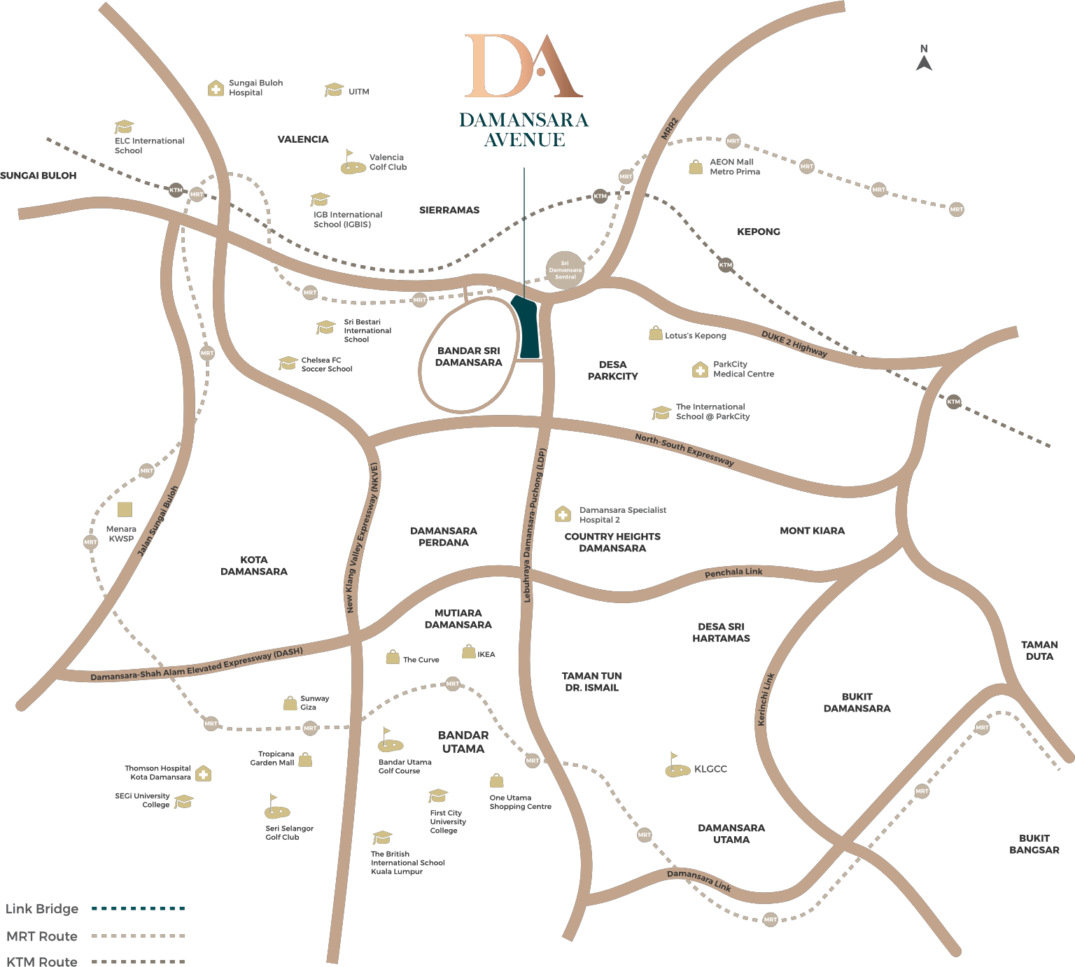 Light location map showing Damansara Avenue, MRT and surrounding amenities