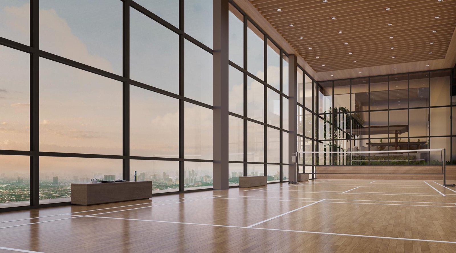 Artist's impression of the sky badminton and pickleball court